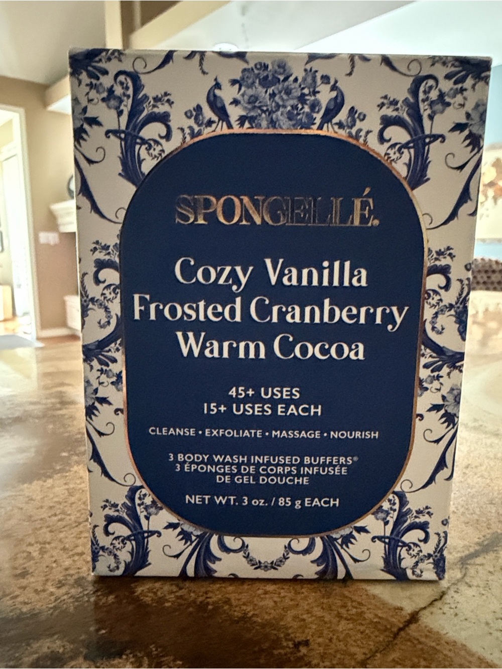 Spongellé Cozy Vanilla Frosted Cranberry Warm Cocoa Body Wash Infused Buffers